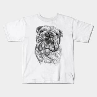 Bulldog dog scribble art Kids T-Shirt